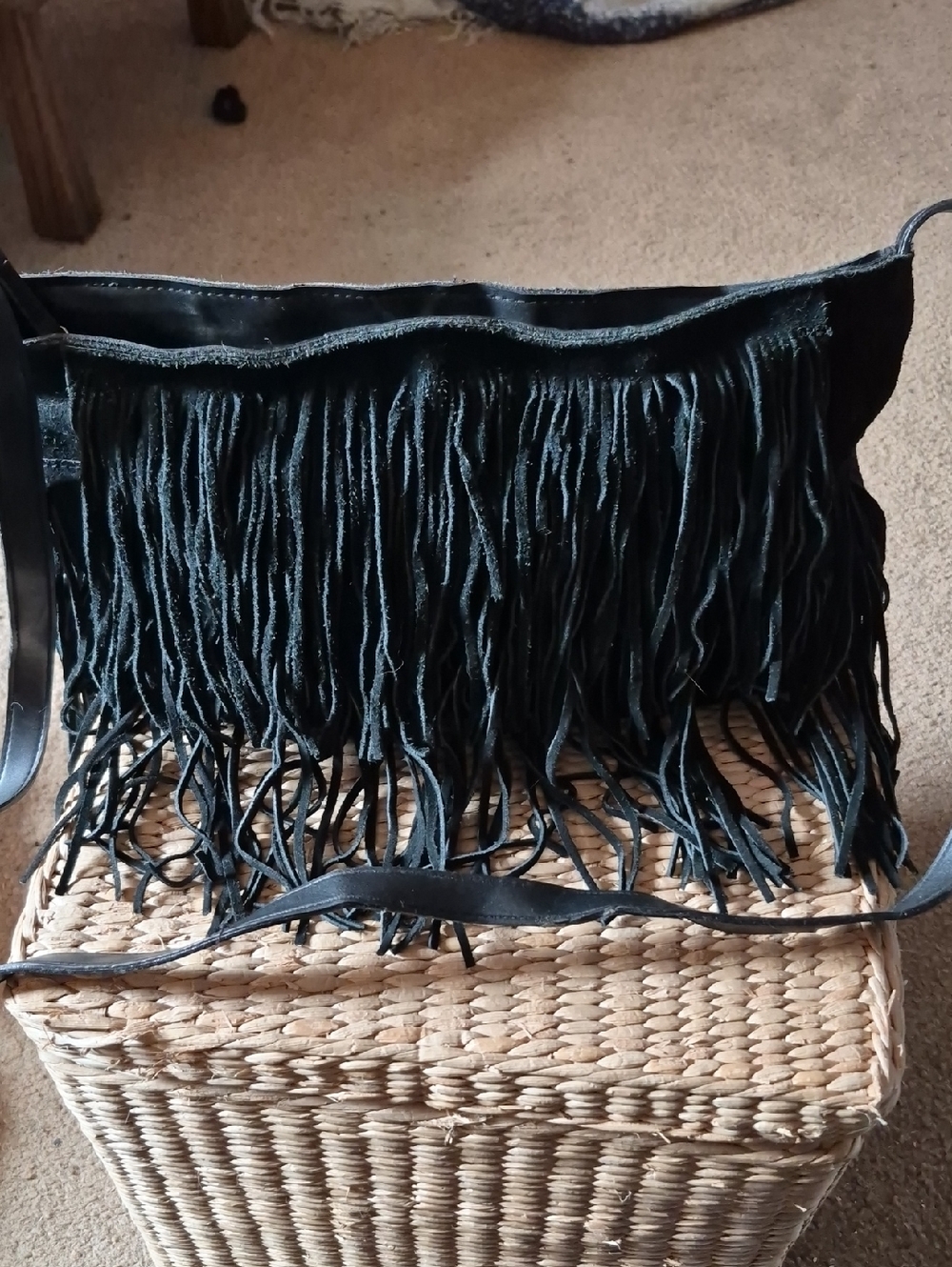 Black Fringe Crossbody Bag